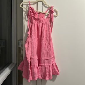 FREE PEOPLE - PINK SHOULDER TIE SUMMER DRESS